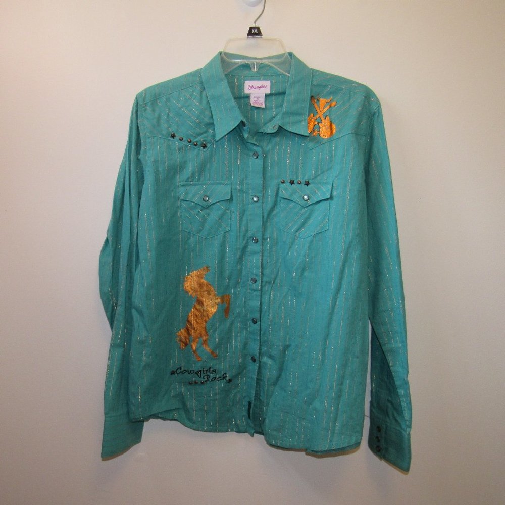 Women's Wrangler Country Girls Rock Button Down Western Shirt